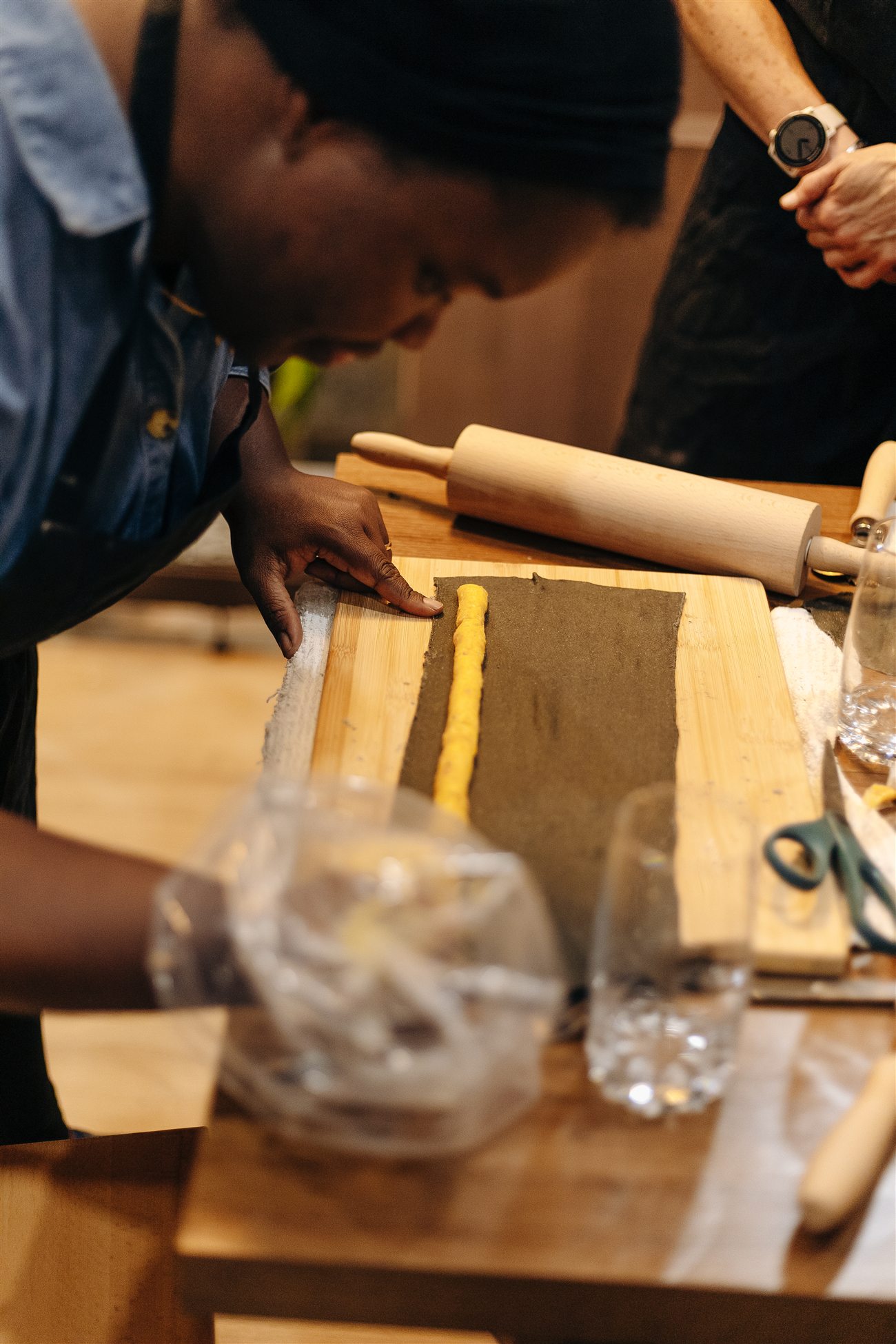 Rolling fresh pasta by hand at da Cecot, Edmonton