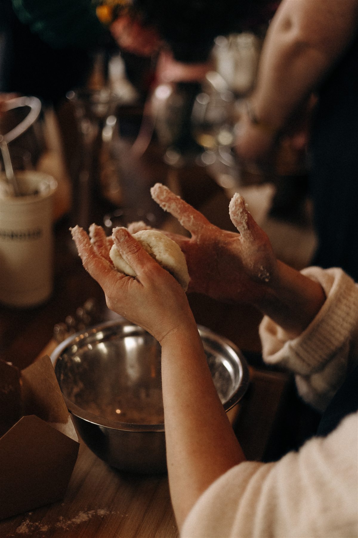 Shaping fresh pasta by hand at a da Cecot evening, Edmonton