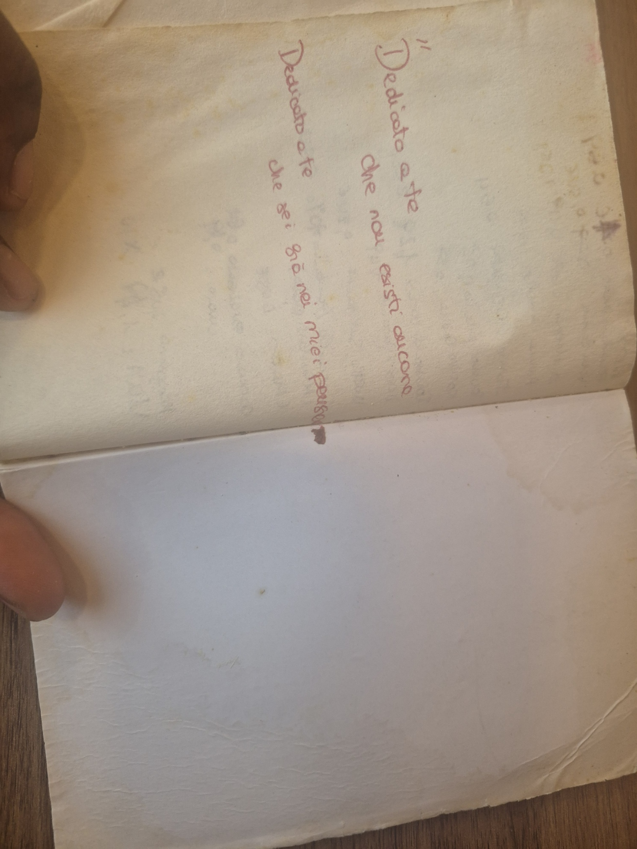 The dedication page of Erika's recipe notebook