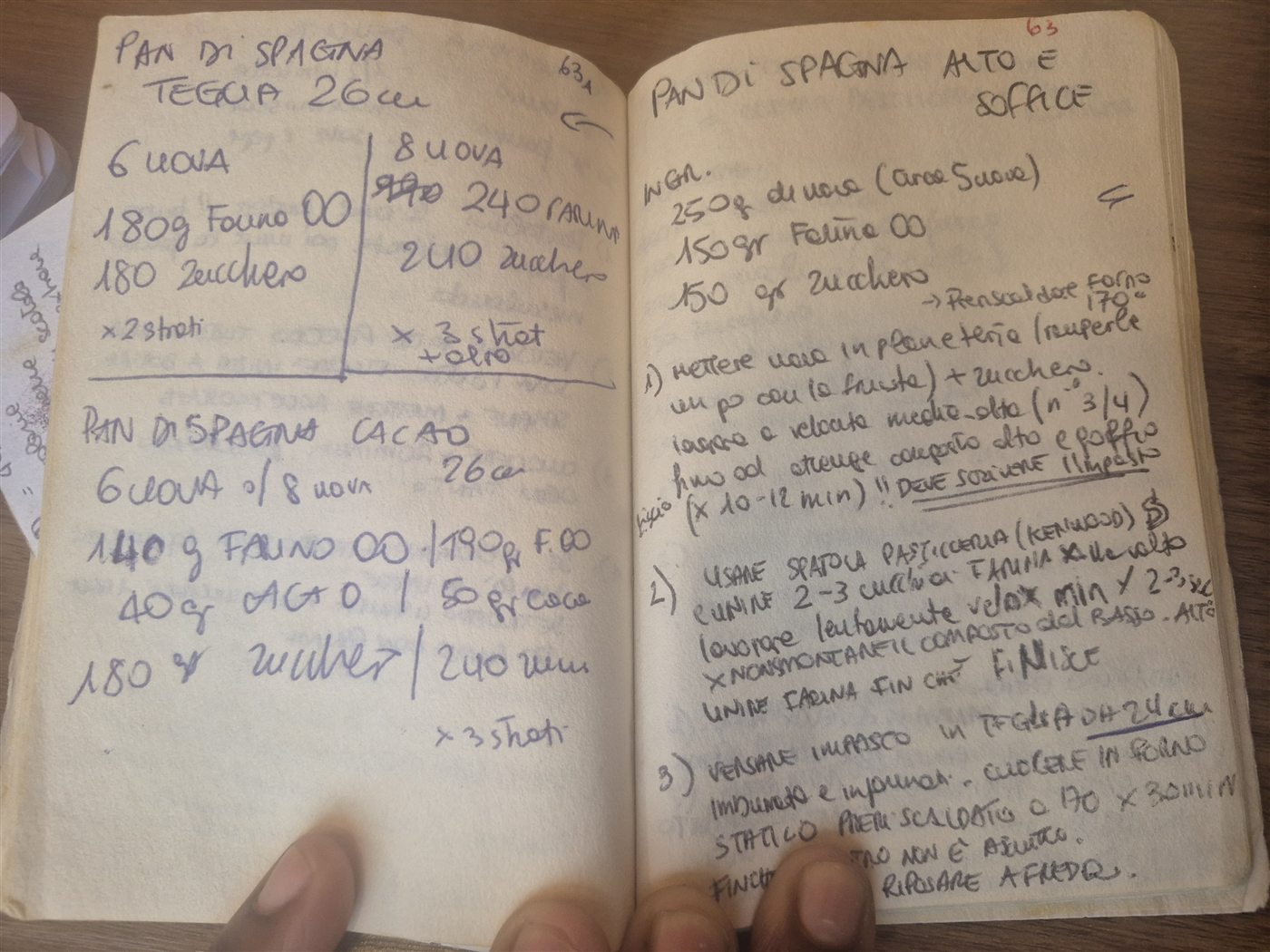Pan di Spagna recipe in Erika's notebook